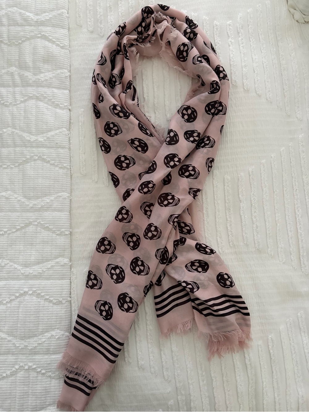 Alexander McQueen Pink Skull Pattern Lightweight Scarf